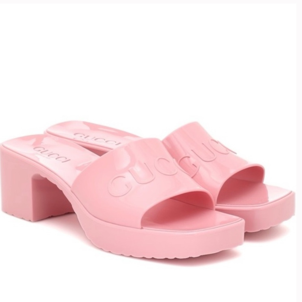 Gucci pink rubber heels
